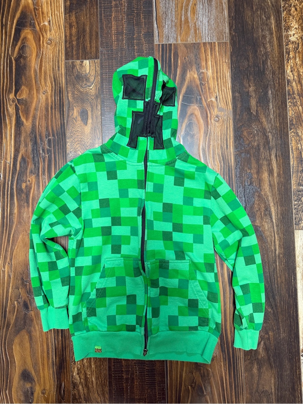 Mad Engine Minecraft Creeper Green Full Zip Hoodie